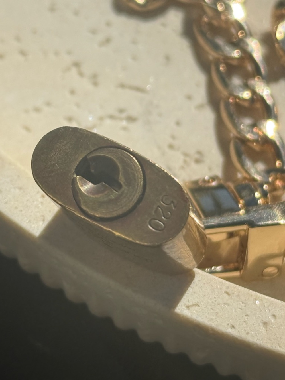 Authentic Louis Vuitton Gold Padlock Necklace (#320) with Non Branded Chain 16” - Picture 14 of 16